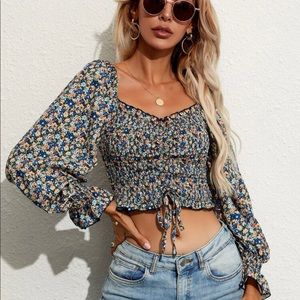 multicolored flower crop top